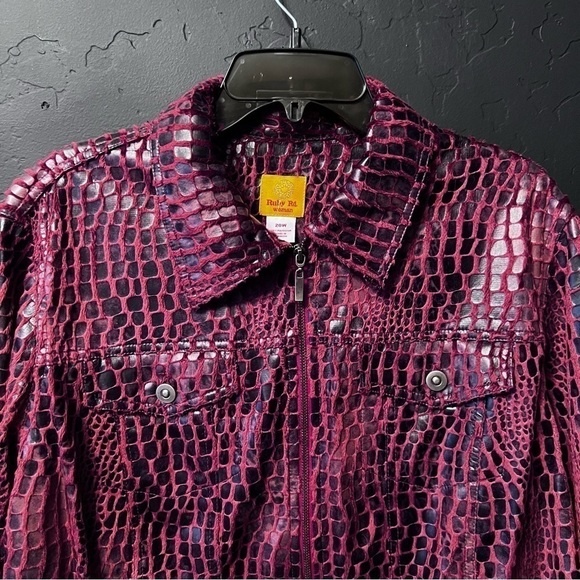 NWT Ruby Rd Woman Sz 20 W Full Zip Maroon Black Gator Jacket 3/4 Sleeve Collared - Picture 4 of 10